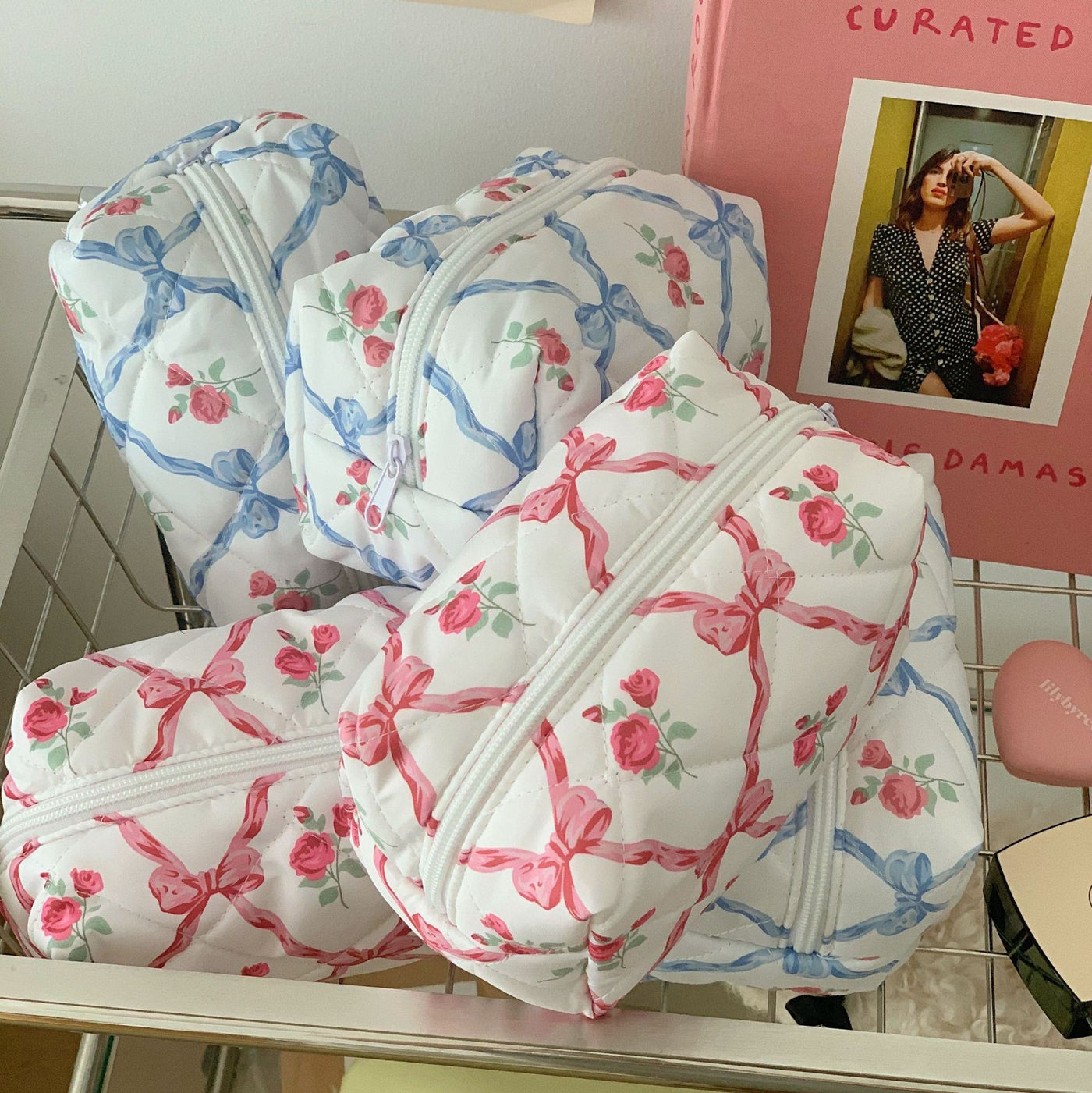 Sweet Gear Package Cute Girl Heart Bow Cosmetic Bag Travel Clutch