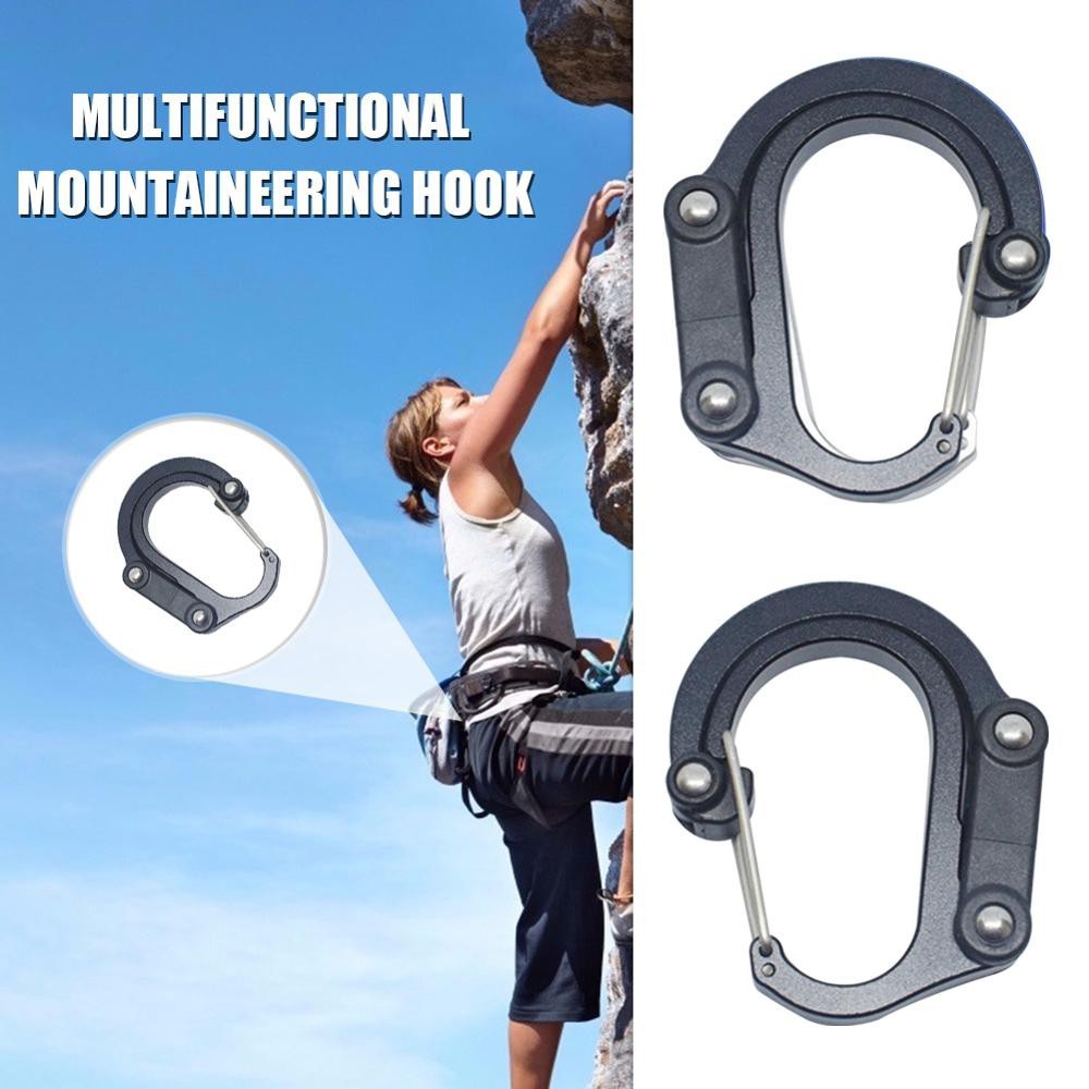 Mosquetón giratorio con clip para equipo híbrido, sin bloqueo, resistente, para camping, pesca, senderismo, viajes y mochilas.